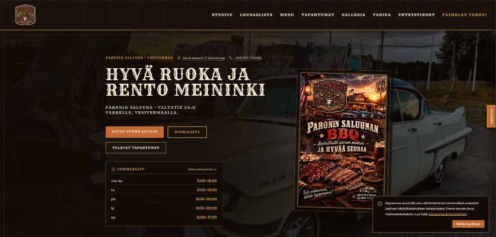 Paimelan Paroni · Paronin Saluuna verkkosivusto